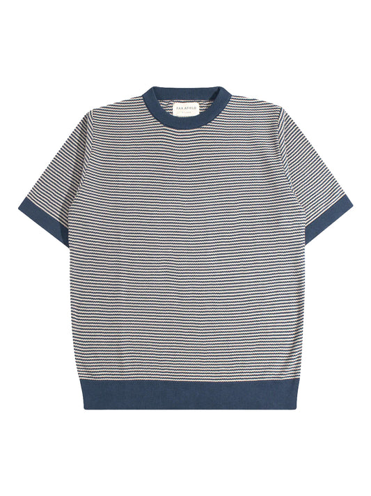 Newport Short Sleeve Knit - Blue & Sand Stripe