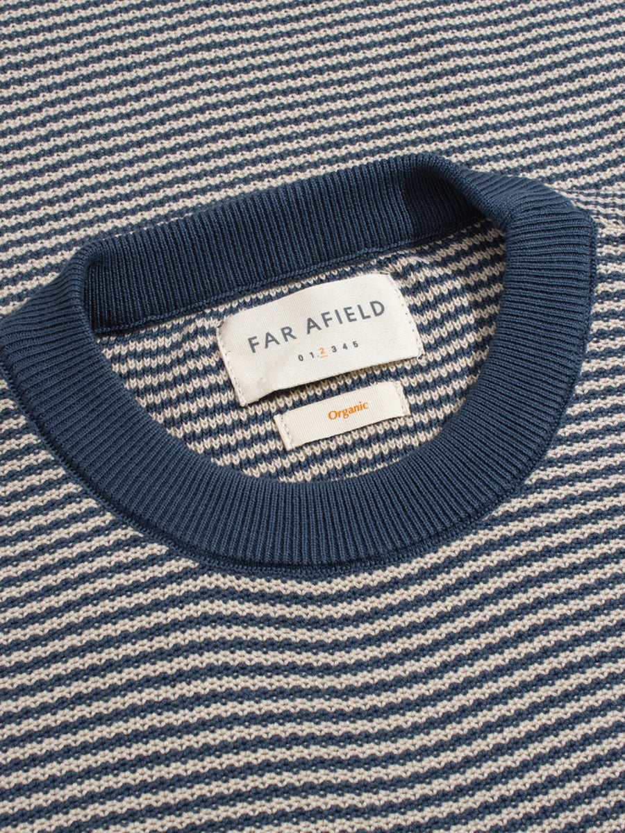 Newport Short Sleeve Knit - Blue & Sand Stripe