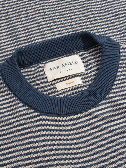 Newport Short Sleeve Knit - Blue & Sand Stripe
