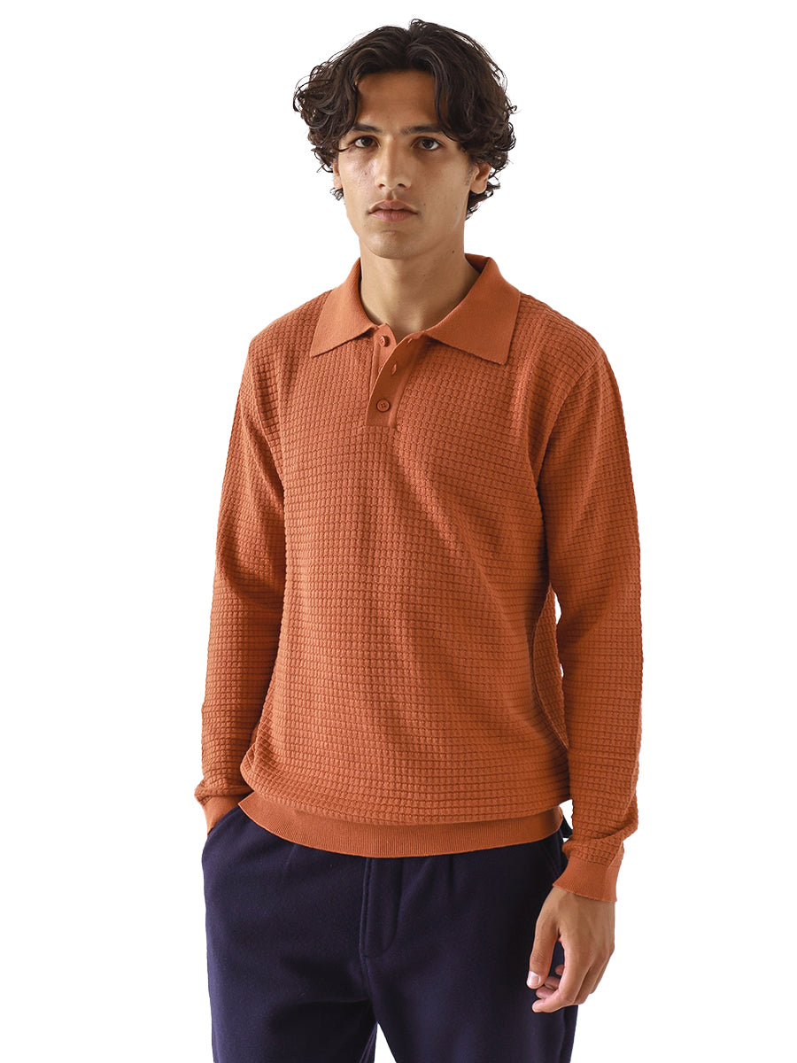 Renard Knit Polo - Burnt Orange