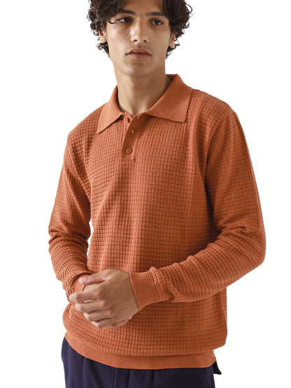 Renard Knit Polo - Burnt Orange