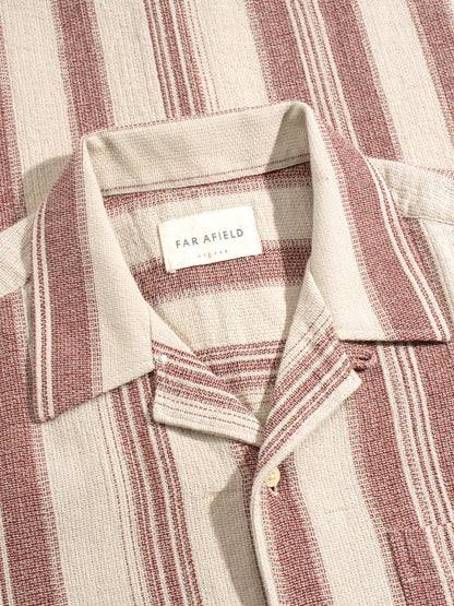 Selleck Short Sleeve Shirt - Sand & Red Dobby Stripe