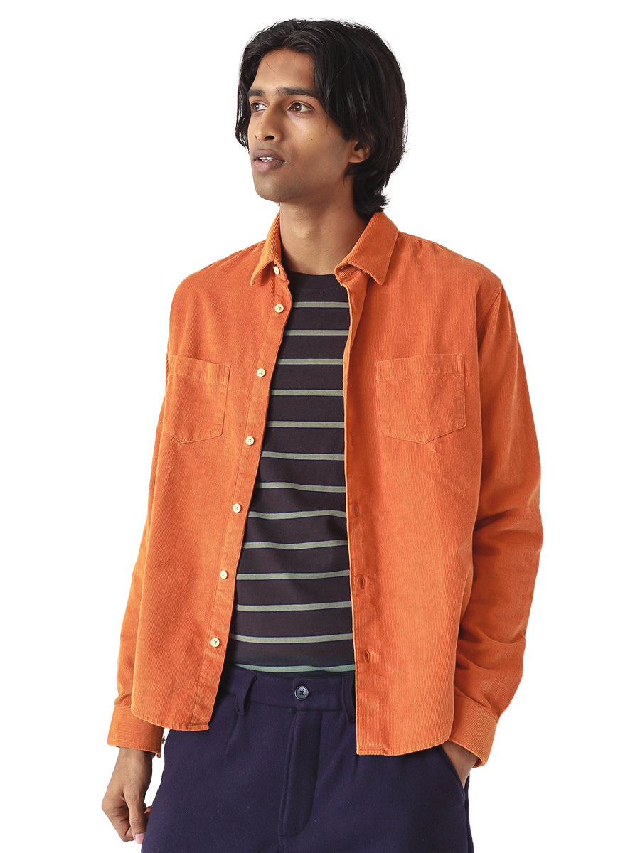 Two Pocket Corduroy Shirt - Burnt Orange