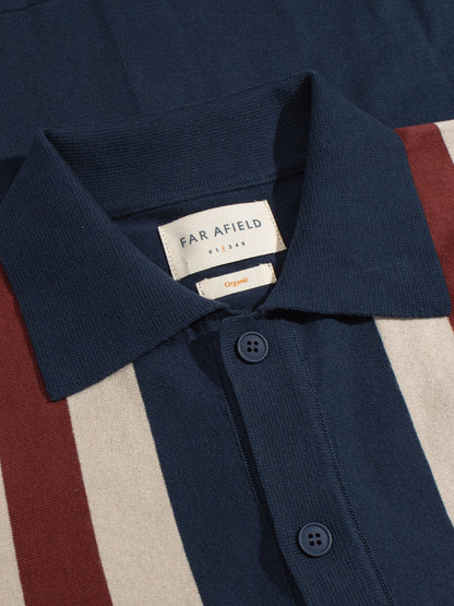 Velzy Short Sleeve Cardigan - Navy Simple Stripe