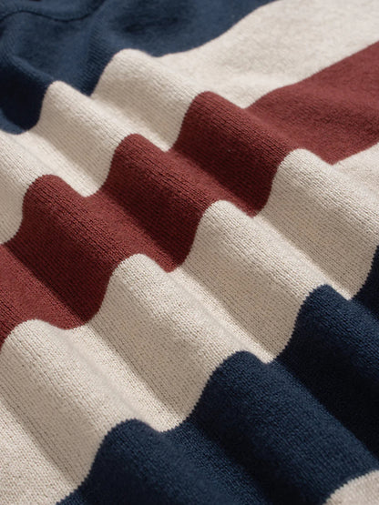 Velzy Short Sleeve Cardigan - Navy Simple Stripe