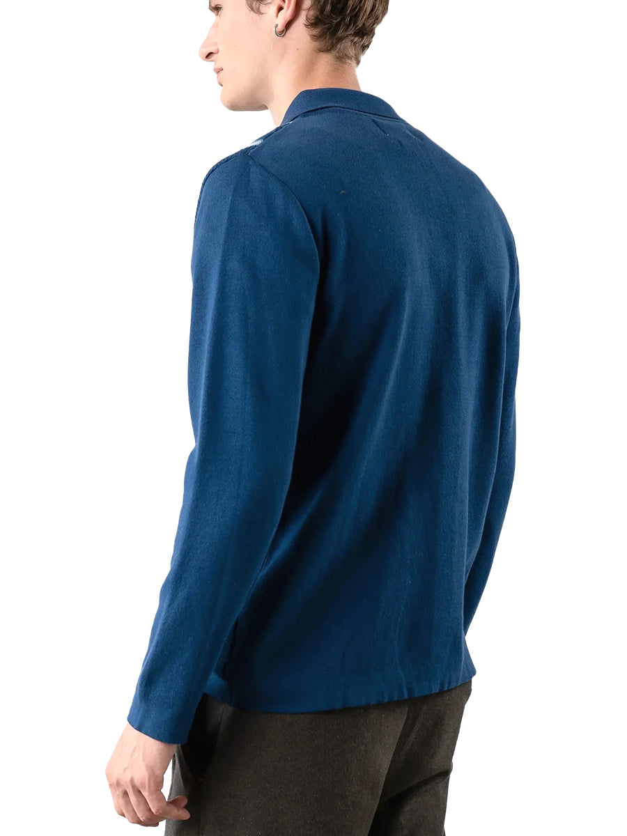 Zig-Zag Knit Textured Stripe Shirt - Navy & Blue