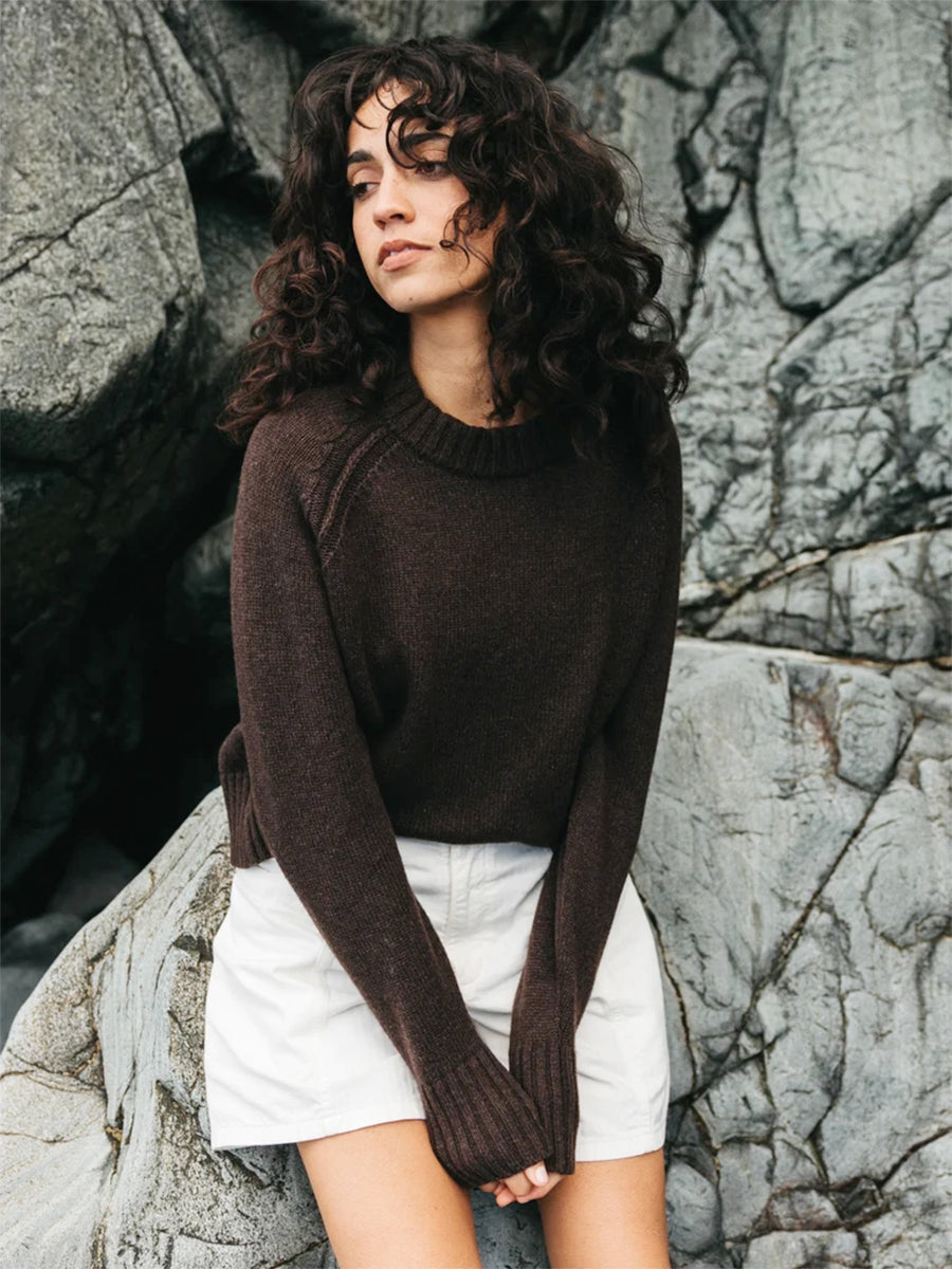 Anvon Crewneck Raglan Sweater - Coffee