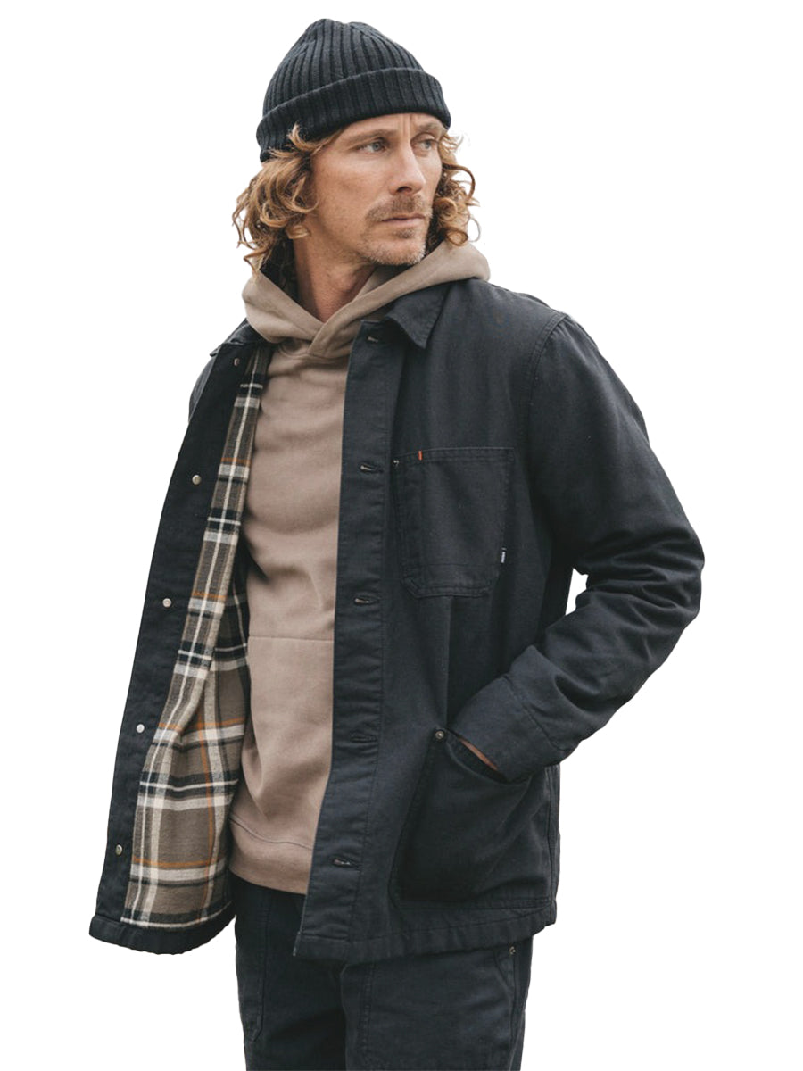 Basset Flannel Lined Chore Jacket - Black