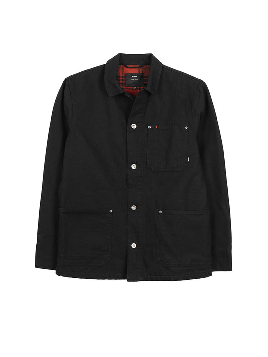 Basset Flannel Lined Chore Jacket - Black & Red Oxide