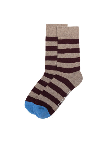 Classic Blue Toe Striped Sock - Plum & Cherry Bark