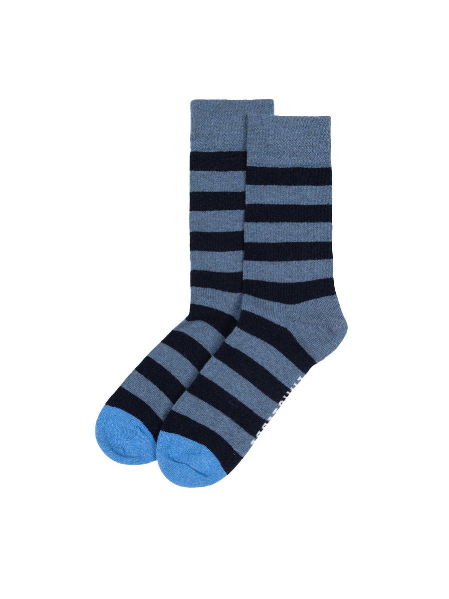 Classic Blue Toe Striped Socks - Horizon Blue & Navy