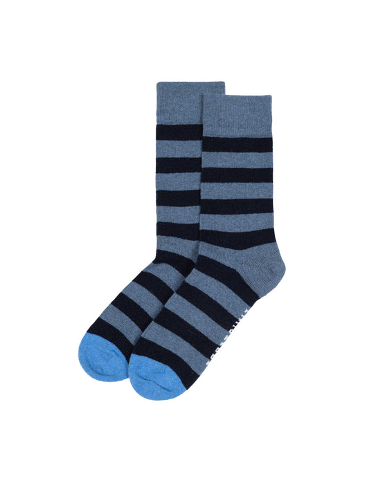 Classic Blue Toe Striped Socks - Horizon Blue & Navy