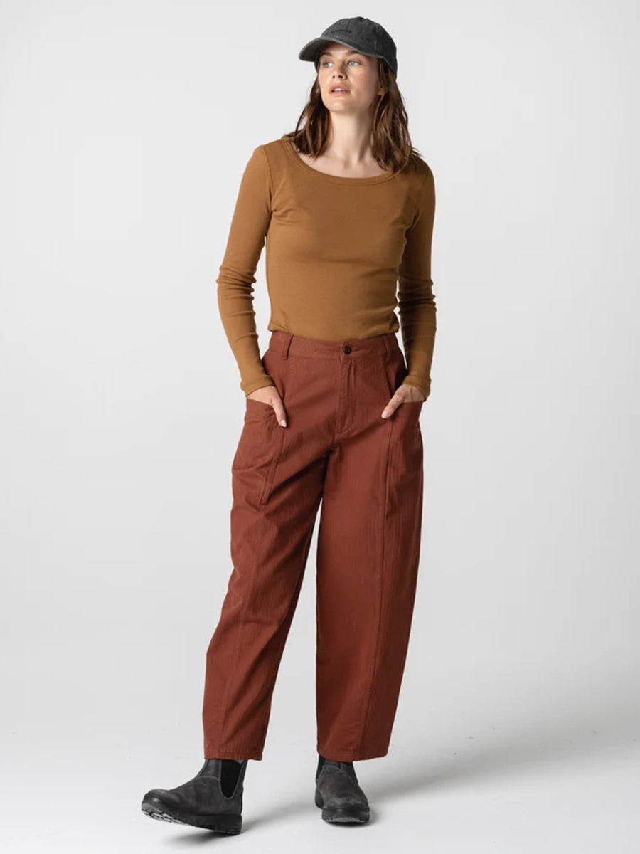 Croft Barrel Trousers - Mahogany Brown