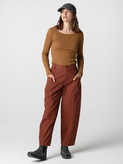 Croft Barrel Trousers - Mahogany Brown