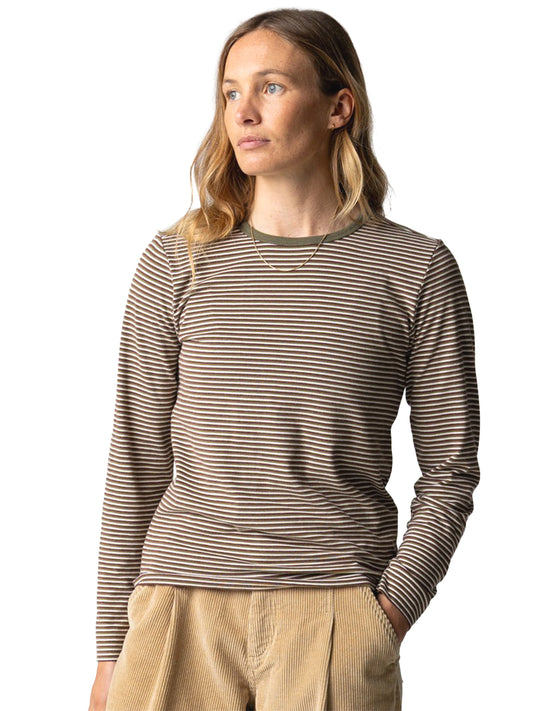 Eldon Long Sleeve Stripe Tee - Seagrass & Plum