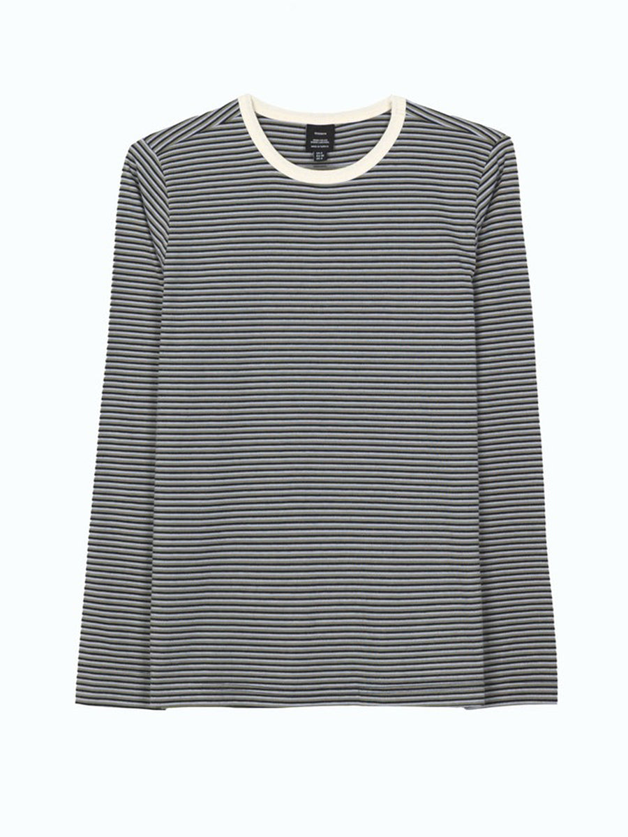 Eldon Long Sleeve Stripe Tee - Winter Sky & Bay Leaf