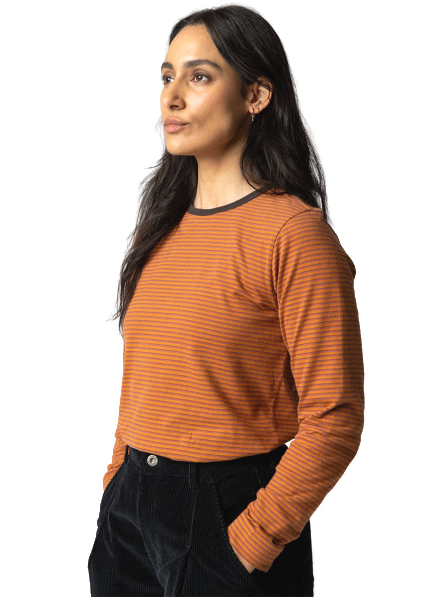Eldon Stripe Long Sleeve Tee - Sierra, Red Oxide, Burnt Umber