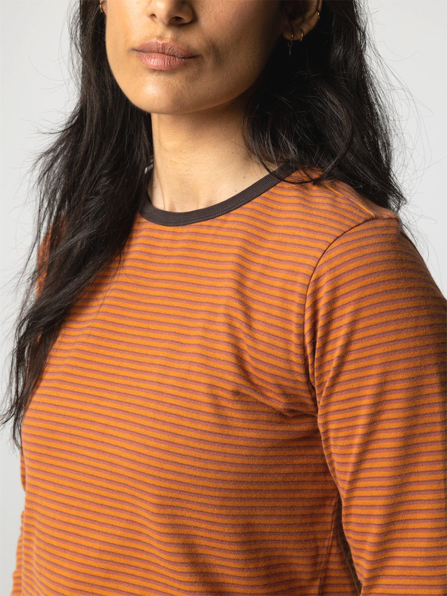 Eldon Stripe Long Sleeve Tee - Sierra, Red Oxide, Burnt Umber