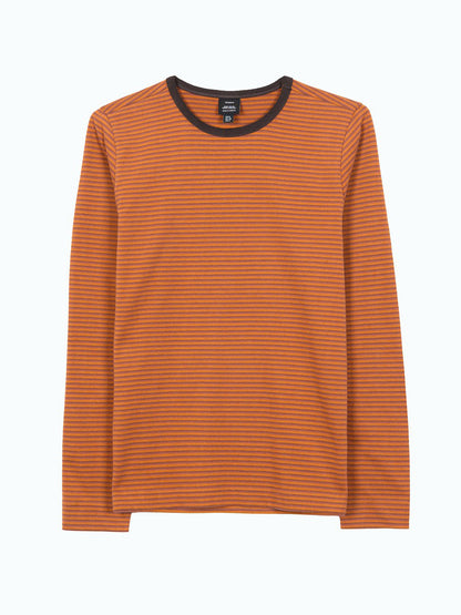 Eldon Stripe Long Sleeve Tee - Sierra, Red Oxide, Burnt Umber