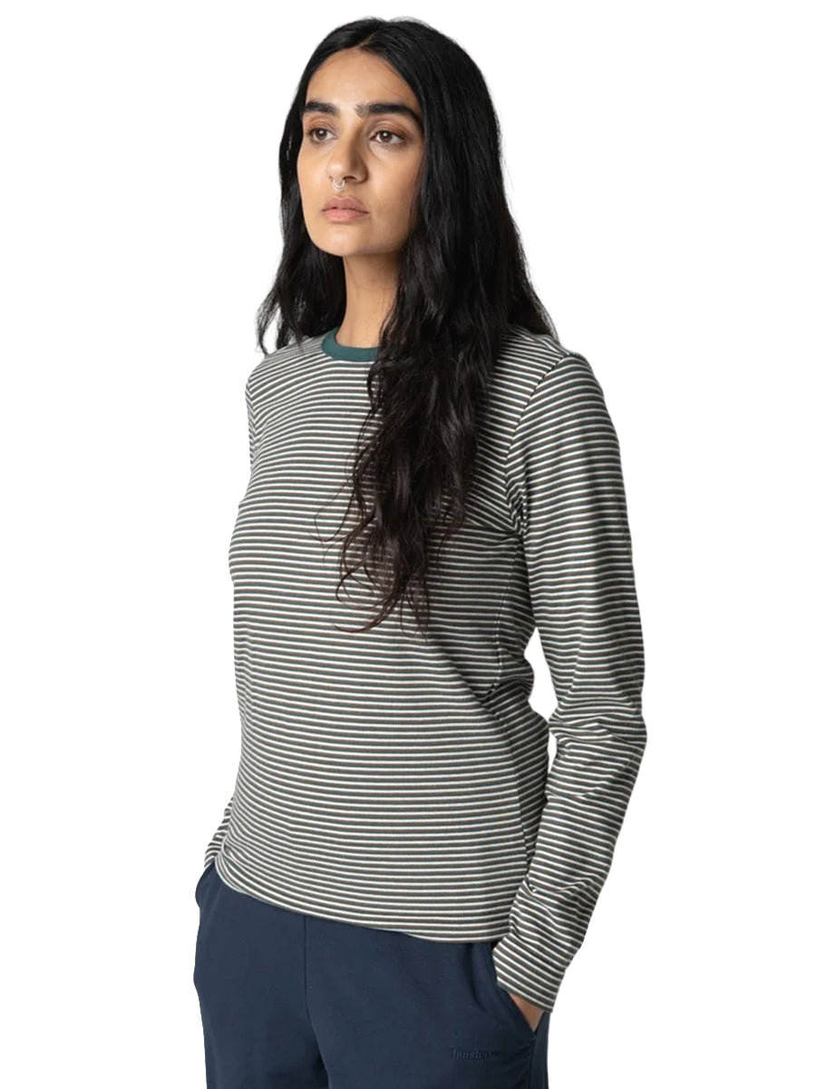 Eldon Stripe Long Sleeve Tee -  Acorn, Harbour Teal, & Ecru
