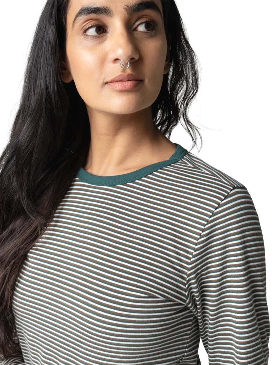 Eldon Stripe Long Sleeve Tee -  Acorn, Harbour Teal, & Ecru