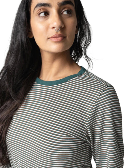 Eldon Stripe Long Sleeve Tee -  Acorn, Harbour Teal, & Ecru