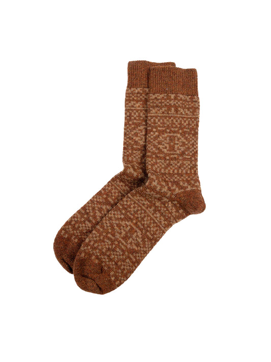 Fen Fair Isle Socks - Chestnut & Woodsmoke