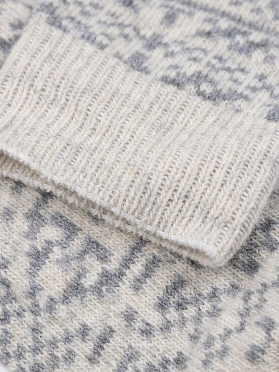 Fen Fair Isle Socks - Ecru & Dove Grey