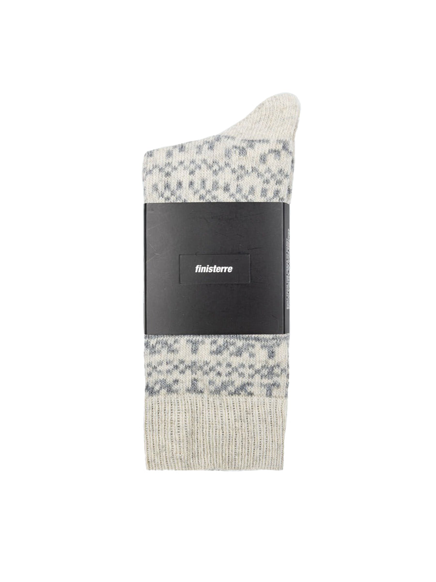 Fen Fair Isle Socks - Ecru & Dove Grey