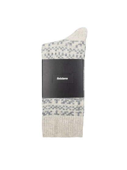 Fen Fair Isle Socks - Ecru & Dove Grey