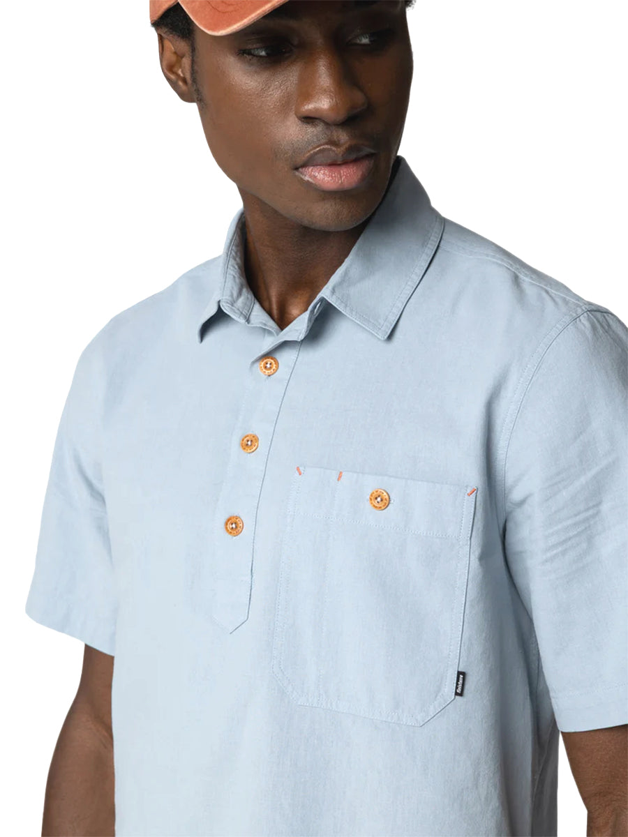 Hendra Pop-Over Short Sleeve Shirt - Dusty Blue