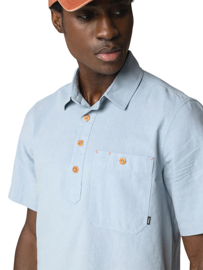 Hendra Pop-Over Short Sleeve Shirt - Dusty Blue
