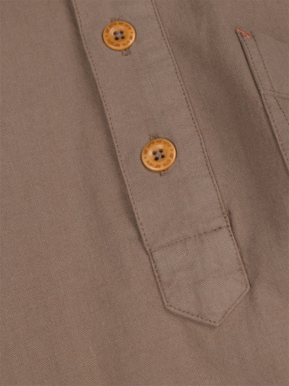 Hendra Pop-Over Short Sleeve Shirt - Woodsmoke