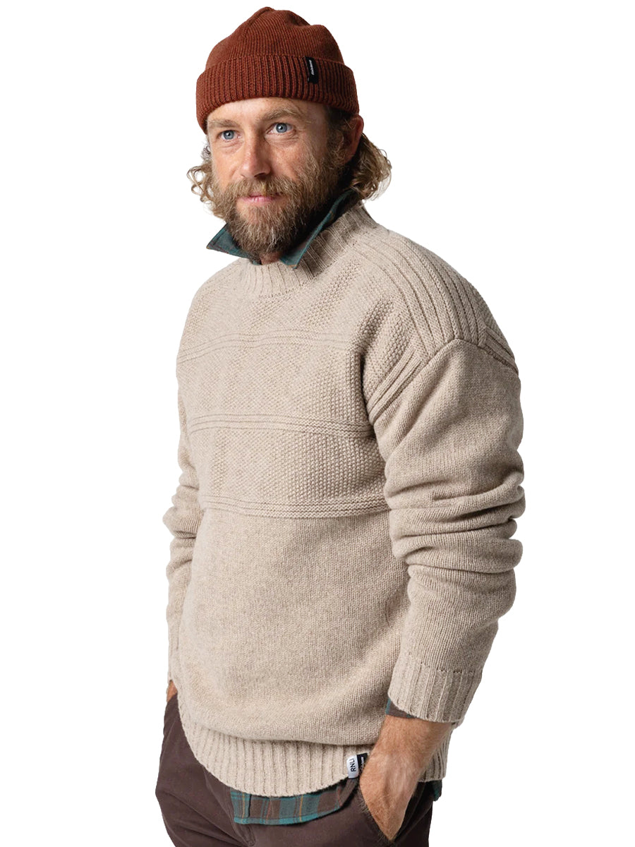 Men's RNLI Polperro Crew Jumper - Oatmeal