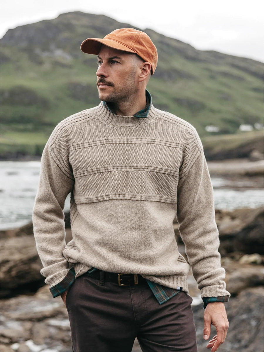 Men's RNLI Polperro Crew Jumper - Oatmeal