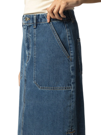 Yarrel A-Line Skirt - Washed Indigo Denim