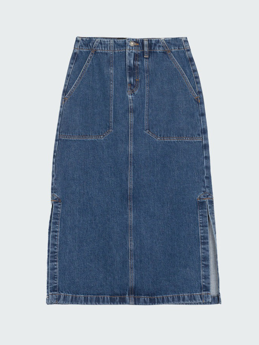 Yarrel A-Line Skirt - Washed Indigo Denim