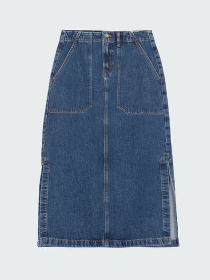 Yarrel A-Line Skirt - Washed Indigo Denim