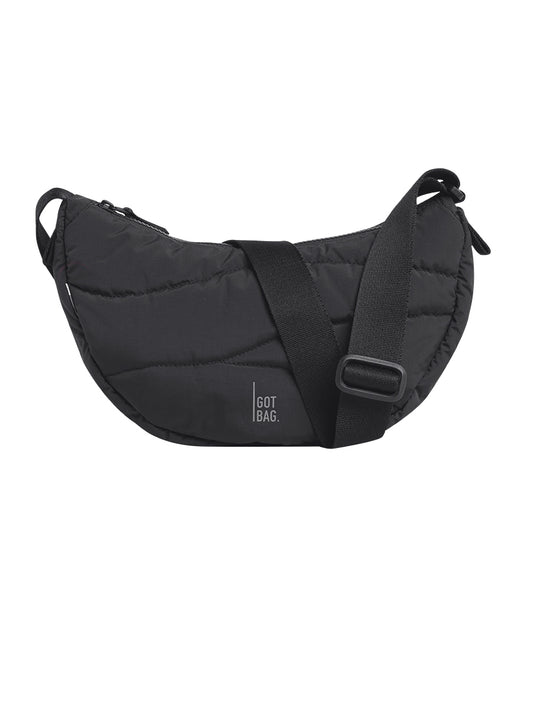 The Wavy Puffer Moon Bag - Black