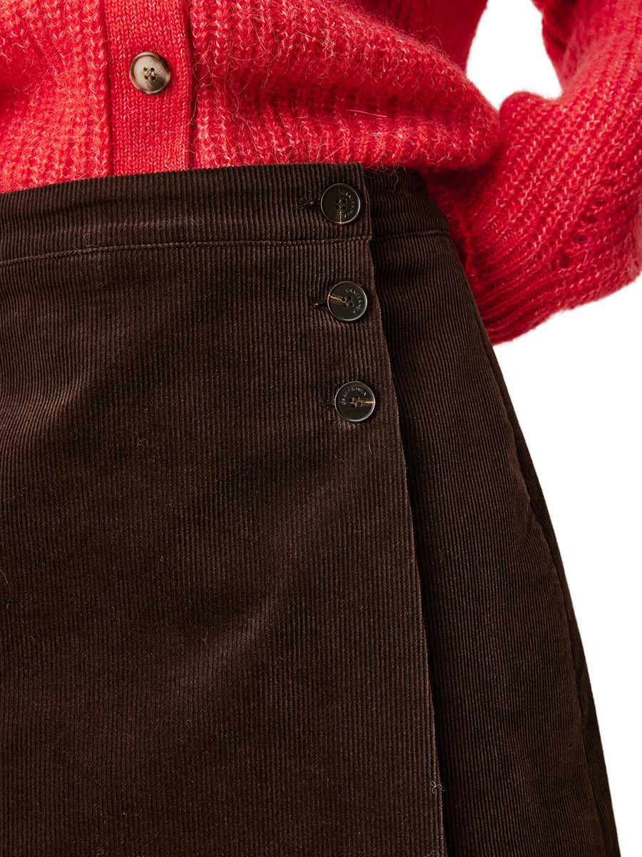 Adele Corduroy Wrap Mini Skirt - Chocolate