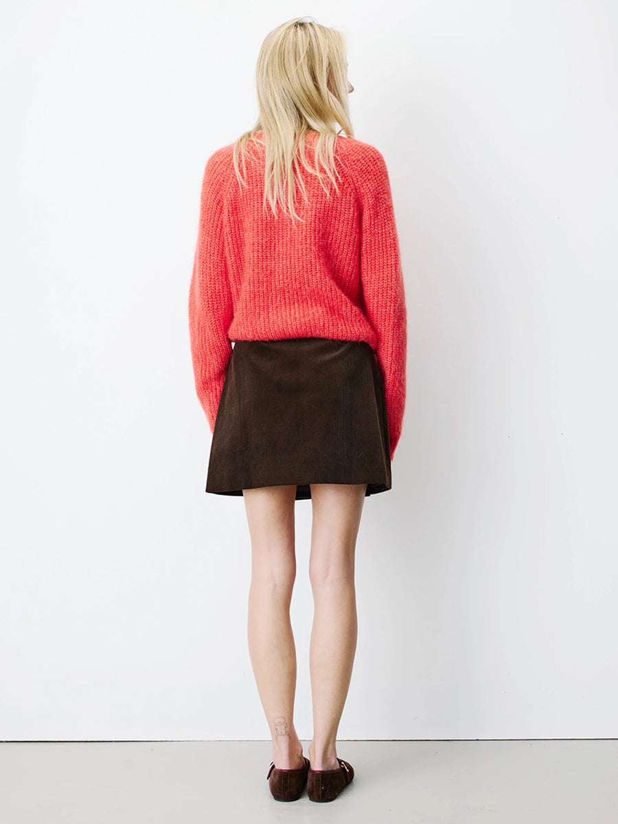 Adele Corduroy Wrap Mini Skirt - Chocolate