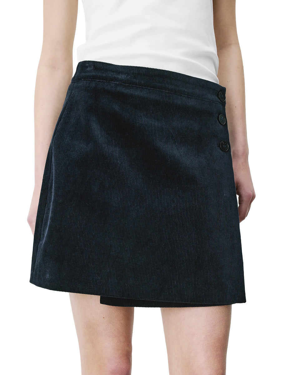 Adele Corduroy Wrap Mini Skirt - Marine
