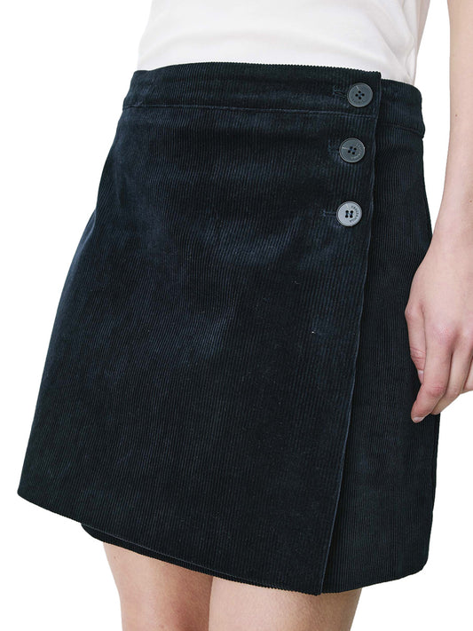 Adele Corduroy Wrap Mini Skirt - Marine