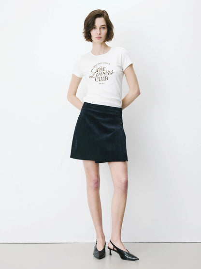 Adele Corduroy Wrap Mini Skirt - Marine