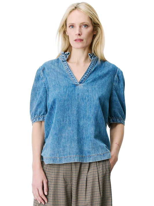 Amande Denim Blouse - Light Blue