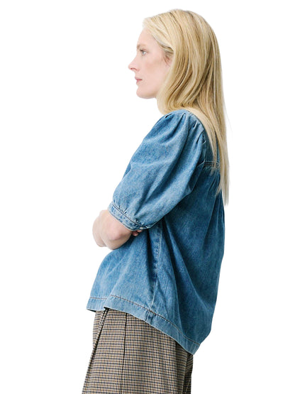 Amande Denim Blouse - Light Blue