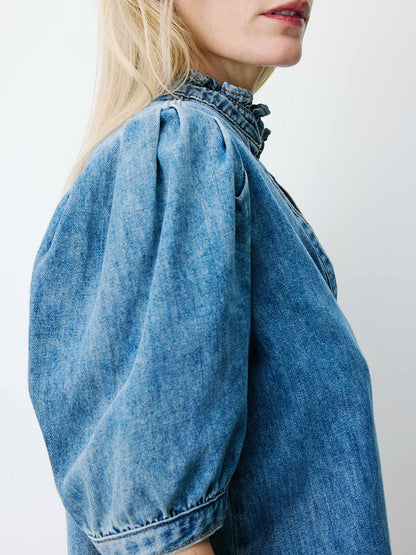 Amande Denim Blouse - Light Blue