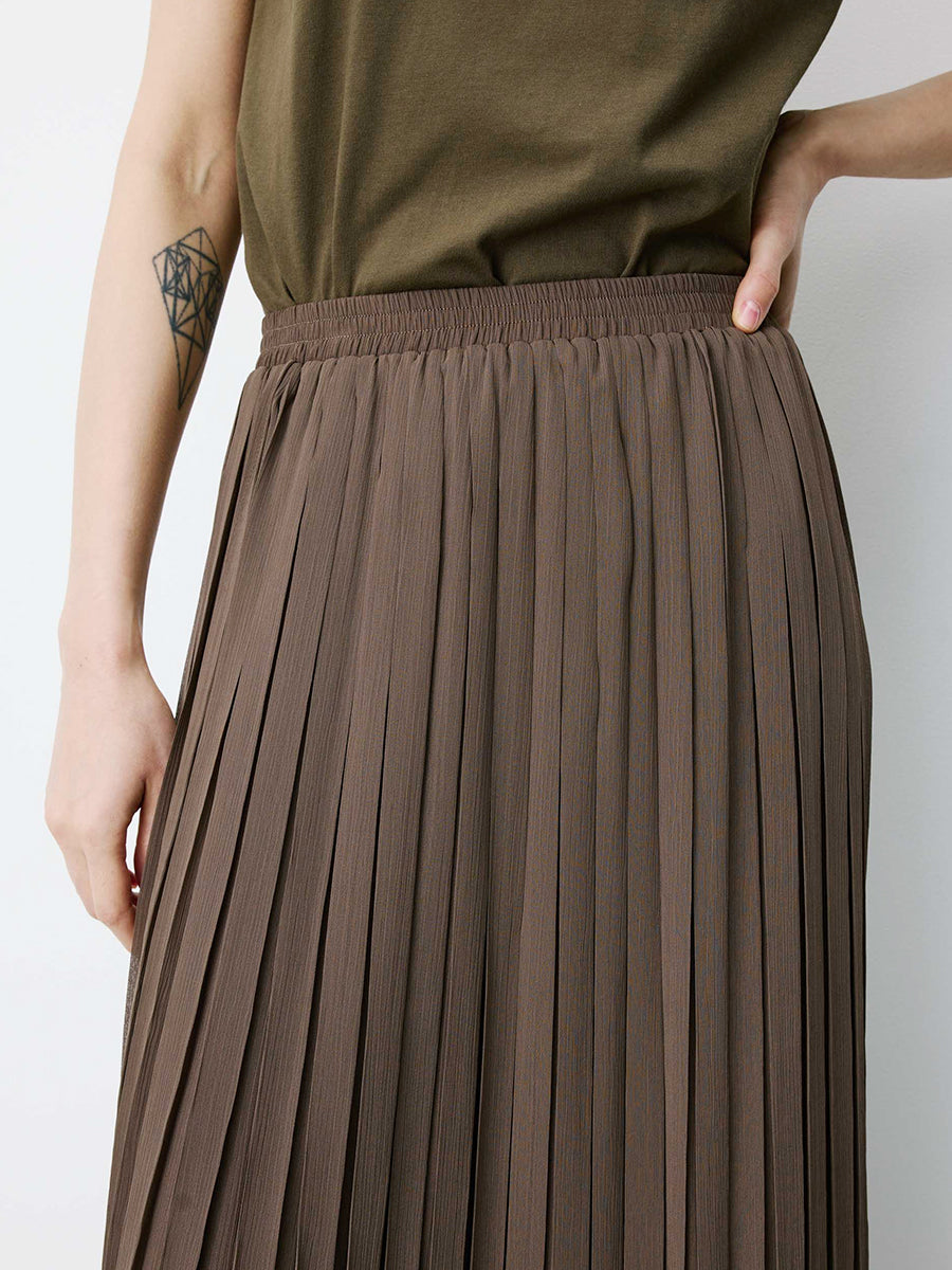 Anissa Pleated Skirt - Brown