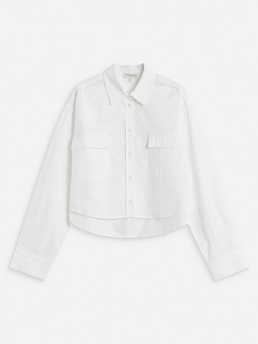 Azelle Boxy Button-Up Shirt - Ivory