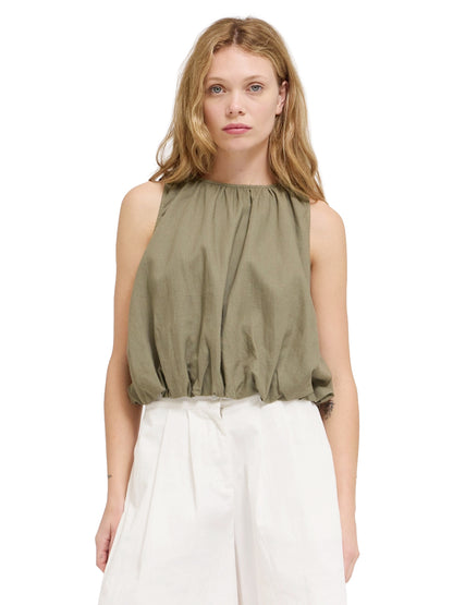 Bubble Crop Top - Dry Sage